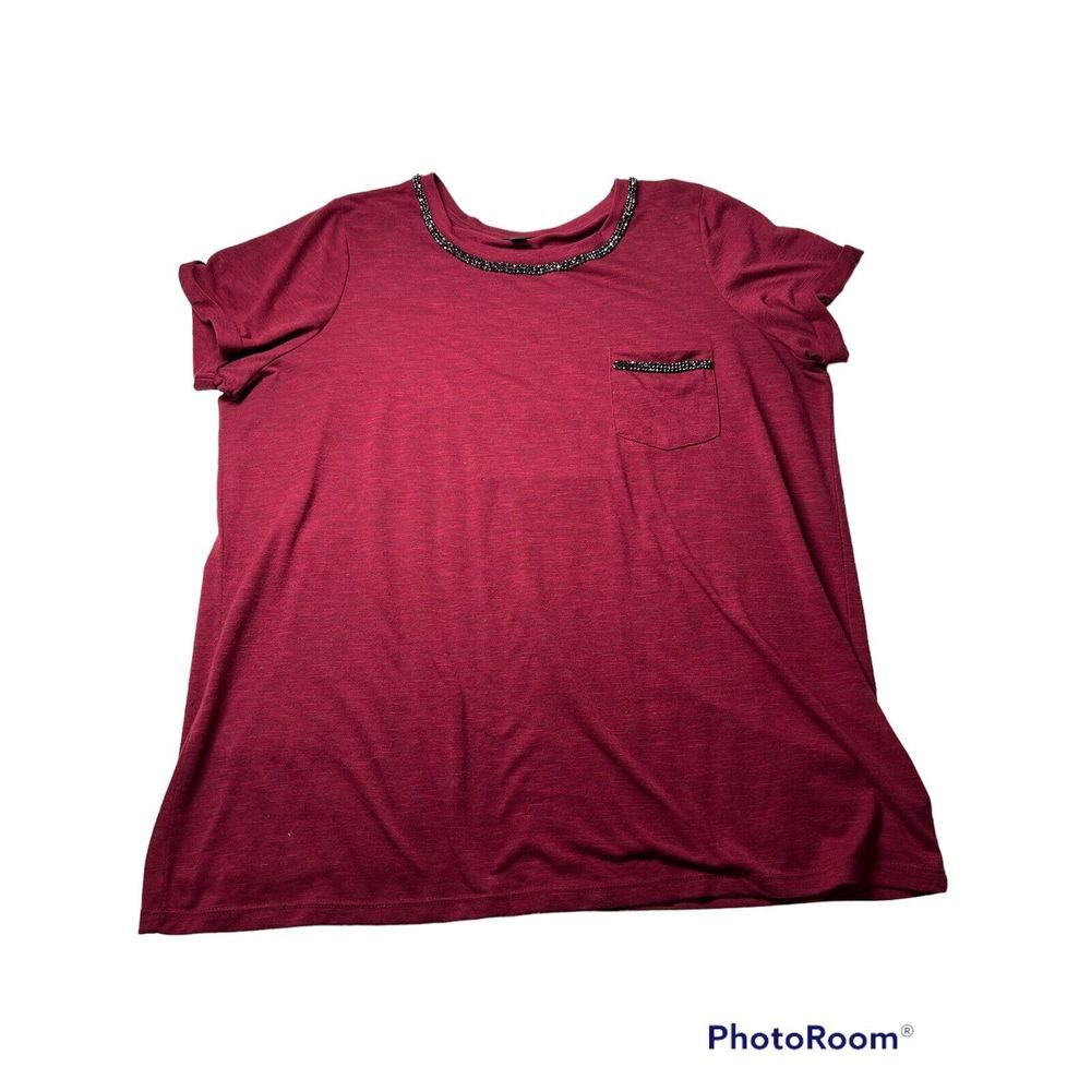 Torrid Rhinestone collard blouse‎ Red T Shirt size 2
